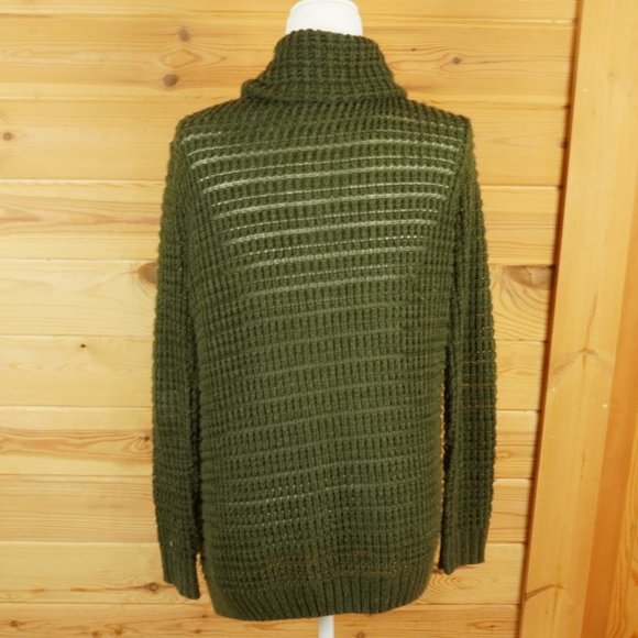 Staring at Stars Dark Green Loosely Knit Long Cardigan Sweater Size Medium - Picture 5 of 8